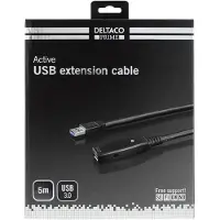Deltaco Câble USB 3.0, 5.0m, noir (5 m, USB 3.2 Gen 1)