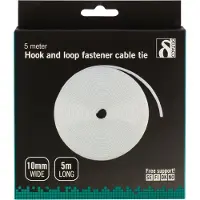 Deltaco ruban de carde pa rulle bredd 10mm 5m vit (Serre-câbles velcro, 1 pcs)