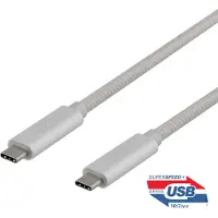 Deltaco Câble USB-C 1m, SuperSpeed, pint, USB 3.1 Gen 2, 10 Gbps, 100W, silver (1 m, USB 3.2 Gen 2, 100 W)