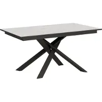 Itamoby - Table extensible 160/220x90 cm Ganty blanc spatulé bande de chante anthracite cadre et pieds anthracite