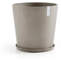 Ecopot's rond Plastic recycl moderne moderne int rieur / ext rieur Planteur Fleur Pot Sauce - Finition taupe - 17,5 " D x 1,4 " H