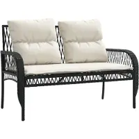 vidaXL Ensemble de salon de jardin 4 pièces avec coussins noir poly rotin