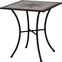 Siena Garden Stella Table 64x64x71 cm Structure en acier en noir mat, plateau de table en céramique en optique mosaïque