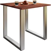 VCM Table en bois | H. 76 x W. 140 x T. 50 cm | Repose-pieds massif et de haute qualité | Pieds en fer | Table de cuisine - Xona U
