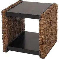 MCW Table d'appoint chevet tabouret bout de canap? Lucca rotin kubu lianes de bananier