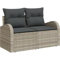 vidaXL Canapé de jardin avec coussins gris clair 124 x 62 x 69cm Poly-Rotin