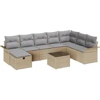 vidaXL Ensemble de canapé de jardin , 9 pièces, en polyrotin beige et gris clair