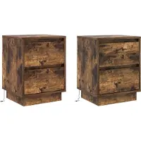 vidaXL Cabinet de chevet avec 2 pcs Chêne fumé 39 x 34.5 x 50 cm