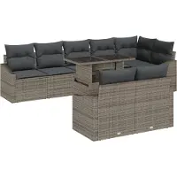 vidaXL Ensemble de salon de jardin , 9 pièces, gris