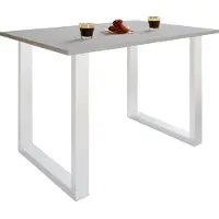 VCM Table en bois | H. 76 x W. 140 x T. 80 cm | Repose-pieds solides et de haute qualité | Pieds en fer | Table de cuisine - Xona U