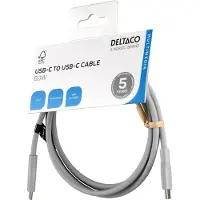 Deltaco USB-C vers USB-C USB2.0 SPR, silicone 1,5m Grå (1.50 m, USB 2.0)
