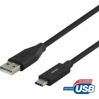 Deltaco Câble USB 2.0, Type C - Type A, 0.25m, Noir (0.25 m, USB 2.0)