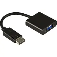 Deltaco DP-VGA7 Adaptateur de câble vidéo 0,2 m DisplayPort VGA (D-Sub) Noir (20 cm), Adaptateur données + vidéo, Noir