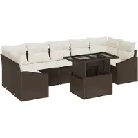 vidaXL Ensemble de salon de jardin , 8 pièces, couleur marron, en polyrotin