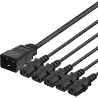 Deltaco diviseur de courant - IEC 60320 C (1 m), Câble d'alimentation, Noir