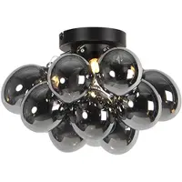 QAZQA Plafonnier design noir avec verre fumé 3 lumières - Uvas