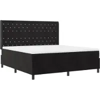 vidaXL LED Lit Boxspring avec matelas Argyle noir 180 x 200 cm velours
