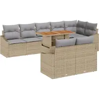 vidaXL Ensemble de salon de jardin , 9 pièces, beige et gris