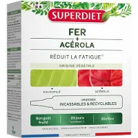 SuperDiet Fer + Acérola goût fruité fatigue 20x10 ml Solution Orale
