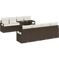 vidaXL Ensemble de canapé de jardin avec coussins 7 pcs brun et crème Poly-Rotin
