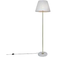 QAZQA Lampadaire rétro en laiton avec abat-jour plissé crème 45 cm - Kaso