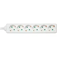 Deltaco GT-0600 power extension 6 AC outlet(s) Indoor White (6x, CEE 7/3, 1.50 m)