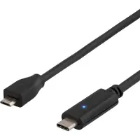 Deltaco Câble USB 2.0, type C - type Micro B ha, 0,5m, noir