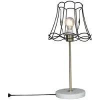 QAZQA Lampe de table rétro en laiton avec abat-jour Granny Frame noir 25 cm - Kaso