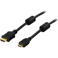 Deltaco HDMI-1036 - 3 m - HDMI type C (mini) - HDMI type A (standard) - 10,2 Gbit/s - noir (3 m), Câble vidéo, Noir