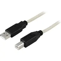 Deltaco USB 2.0 Cable A/B - 5m - 5 m - USB A - USB B - mâle/mâle - 480 Mbit/s (5 m, USB 2.0)