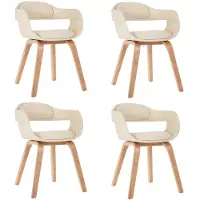 vidaXL Chaises de salle à manger 4 pcs. Crème bois courbé et similicuir