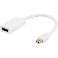 Deltaco Adapteris miniDisplayPort, 4K UHD,, baltas / 00110025 (HDMI, 20 cm), Adaptateur données + vidéo, Blanc