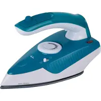 Jata JEPL2810 Fer à vapeur de voyage à semelle en céramique. Avec poignée pliante et thermostat de contrôle de la température. Double tension. 1000 W. Super vapeur
