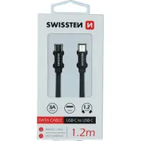 Swissten Textile USB-C / USB-C Data Cable 1.2m Black - 8595217455962