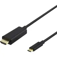 Deltaco Câble USB-C vers HDMI DELTACO 4K UHD, connecteurs plaqués or, 2m, noir / USBC-HDMI1020-K / 00140021