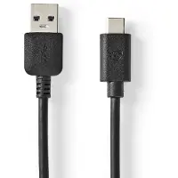 Nedis Câble USB - USB 3.2 Gen 2 - USB-A mâle - USB-C mâle - 60 W - 10 Gbps - nickelé - 1,00 m - rond - PVC - noir - boîte
