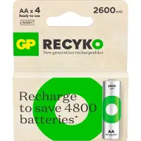 GP NiMH ReCyko AA 2600mAh 1,2V rechargeable, 4 pièces