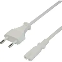 Deltaco Câble d'alimentation CEE 7/16 - C7, 3m - White (3 m), Câble d'alimentation, Blanc
