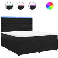 vidaXL Lit boxspring avec matelas noir 180x200 cm velours