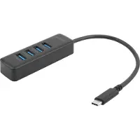 Deltaco USB-C Hubb USB-C ha -> 4xUSB-A (USB-C, 4 ports), Station d’accueil + hub USB, Noir