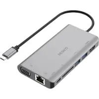 Deltaco Station d'accueil USB-C HDMI / VGA / 2xUSB-A PD 3.0 spc gris