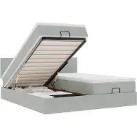 vidaXL Ottoman-lit avec matelas & LEDs gris clair 160x200 cm velours