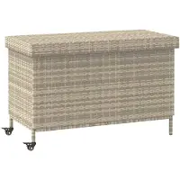 vidaXL Coffre de jardin à roulettes gris clair 110x55x73 cm Poly rotin