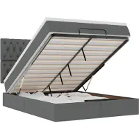 vidaXL Ottoman-lit avec matelas & LEDs gris foncé 140x190 cm Tissu