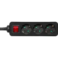 Deltaco GT-0361 power extension 3 AC outlet(s) Indoor Black (Extension d'alimentation 3 sorties AC) (3x, CEE 7/3, 3 m)