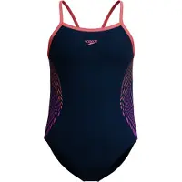 Speedo Plastisol Placement Thinstrap Muscleback Swimsuit Bleu 9-10 Years Fille