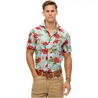 Superdry pour homme. M4010947A Chemise hawaïenne bleue (M), Casuel, Coton, Manche courte