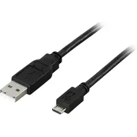 Deltaco Câble USB 2.0 Type A ha - Type Micro B ha, 5 broches, pour charger/transférer des données vers téléphones portables/PDA, 1 m, noir
