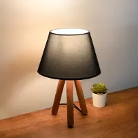 Opviq , lampe de table haut de gamme 100 % bois, anthracite, hauteur 30 cm | Abat-jour en tissu 22 x 14 cm | Cordon de 150 cm | Douille E27, 40 W max. | Design scandinave, élégant et moderne.