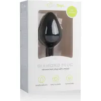 EasyToys Diamond - plug anal avec pierre blanche - taille moyenne - noir